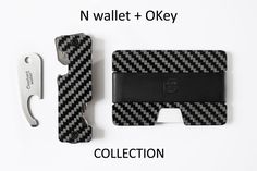 The collection includes the following products: - N Wallet Silver carbon fiber - silicon rubber with a choice of 10 different colours - O Key - Key Organizer carbon fiber - Bottle opener to O Key - from 2 to 6 keys (bottler opener, pendrive) SEE IN ACTION: See a video of this remarkable wallet in action here: https://www.youtube.com/watch?v=_TFa8uF3cm0 SHIPPING: Items will be shipped within 1-3 business days of order placement via priority registered mail. Shipping gratis MORE INFO: Please visit Modern Black Wallet With Key Clip, Durable Black Rectangular Wallets, Aluminum Wallet, Key Wallet, Key Organizer, Best Wallet, Credit Card Wallet, Minimalist Wallet, Slim Wallet