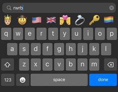 an iphone keyboard with different emoticions on the keys and numbers for each letter