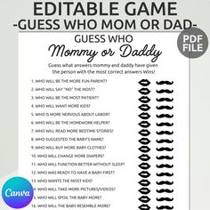 the printable game guess who mommy or daddy is