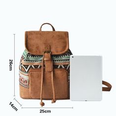 Lady Backpack Bag Canvas PU Splice Printed Ethnic Student Beach Adjustable Strap Photos may slightly different from actual item's color due to the lighting during photo shooting or the monitor's display. This item is for 1pc bag and excludes all the accessories. Material: canvas+pu Color: as picture shown Size: length: 25cm/9.8in, width: 14cm/5.5in, height: 26cm/10.2in SKU: 909-A398/RYX Canvas Backpack Women, Backpacks For Girls, Bohemian Purse, Canvas Backpacks, Canvas Travel Bag, Retro Beach, Backpack Fashion, Backpack Travel Bag, Canvas Backpack