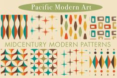 the cover of pacific modern art's mid century modern patterns