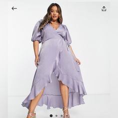 This Is Described As Light Blue But It’s More Of A Purple In Person Parrot Dress, White Floral Midi Dress, Blue Wrap Dress, Lavender Dresses, Column Dress, Plus Size Maxi, London Dresses, Dresses Ideas, Lilac Dress