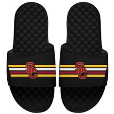 Slide into a comfortable pair of sandals and gear up for USC Trojans game day at the same time. With the Varsity Stripes Slide Sandals from ISlide, you can do just that. Featuring USC Trojans graphics and logos, you can now look the part of a die-hard fan from head to toe. 17 Black, Usc Trojans, Die Hard, Pool Slides, Slide Sandals, Black Sandals, Game Day, Ncaa, You Can Do