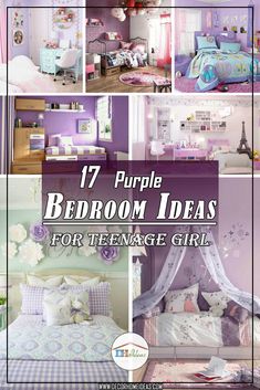 purple bedroom ideas for teenage girls with text overlay that reads 17 purple bedroom ideas for teenage girls