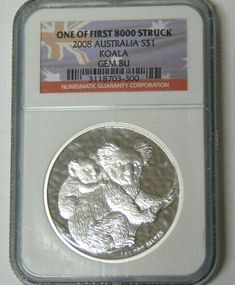 a silver coin with a koala bear on it's front and back side