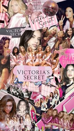 the victoria's secret collage is shown in pink