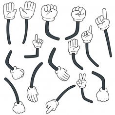 hand gestures drawn in black and white