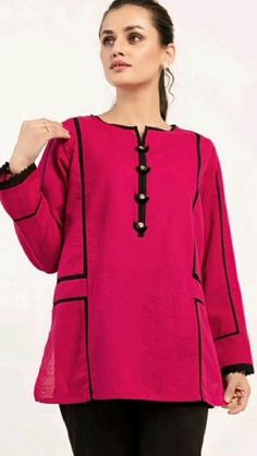 Winter Kurta Design, Winter Khaddar Dress Design, Lace Dress Designs Pakistani, Khaddar Dresses Design, Plain Kurti Designs With Lace, Khaddar Kurta Designs, Khaddar Shirt Design, Fashion Kurti, Stylish Kurta