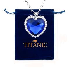 PRICES MAY VARY. UNIQUE DESIGN: Inspired by Titanic Heart of the Ocean-shaped pendant necklace, this necklace is inspired by the heart shape, and is based on the titanic heart of the sea necklace. Recording every moving moment with heart. Sure it will fit perfectly on anyone. HIGH-QUALITY MATERIALS: The titanic necklace is made of created sapphire, created emerald and silver-plated base as the main material. Not harmful for your health. They are not easy to fade when worn and look very shiny, wh Heart Of The Sea Necklace, Titanic Necklace, Heart Of The Sea, Heart Of The Ocean, Titanic Jewelry, Sea Necklace, Ocean Heart, Sapphire Necklace Pendants, Heart Shaped Necklace