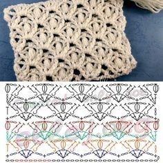 the crochet pattern is shown in different colors and sizes, including white yarn