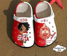 Delta Girl Custom Shoes Crocs Clog For Women   Delta Girl Lightweight construction with breathable mesh fabric provides a comfortable and flawless fit. Customize Shoes, Delta Girl, Shoes Crocs, Crocs Clog, Theta Sorority, Delta Sigma Theta Sorority, Crocs Crocband, Delta Sigma Theta, Wooden Shoes