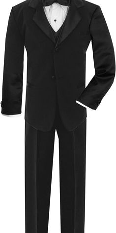 Boy Complete Full Tuxedo Set is Made With Quality Soft Fabrics.
Tuxedo jacket single breasted with satin notched lapel, fully lined.
Tuxedo Pants: Flat Front with Satin stripes on the sides , Baby Pants with elastic Waist. Toddler boys has elastic back, for bigger boys sizes 4 and up there is zipper fly front with button closure and elastic back for easy fit.
Tuxedo Shirt Pleated front, Spread collar, long sleeve.
Select Tuxedos for colored Bow tie or Classic Black Bow tie Pants With Elastic Waist, Tuxedo Shirt, Tuxedo Pants, Black Bow Tie, Tuxedo Shirts, Tuxedo Jacket, Baby Pants, Black Bow