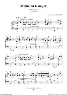 the music score for minute in g major