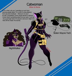 an image of a woman in catwoman costume with text describing the different parts of her body