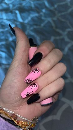 Pink Halloween Nails, Black Halloween Nails, Holloween Nails, Halloween Acrylic Nails, Cute Halloween Nails, Goth Nails, Nails 2021, Acrylic Nails Coffin Short