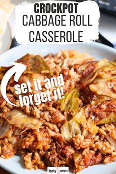 the cabbage roll casserole has been cooked and is ready to be eaten for dinner