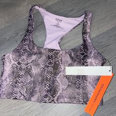 Nwt Aqua Athletic (Bloomingdales Exclusive) Metallic Snakeskin Sports Bra Really Pretty Metallic Lavender With Black Snakeskin And Gold Accent Throughout The Print. Casual Fitted Purple Sports Bra, Purple Stretch Sports Bra For Spring, Purple Sports Bra For Spring, Purple Athleisure Activewear For Spring, Casual Purple Sports Bra With Moisture-wicking, Purple Moisture-wicking Activewear For Spring, Sporty Purple Activewear For Spring, Casual Purple Moisture-wicking Sports Bra, Casual Purple Sports Bra For Light Exercise