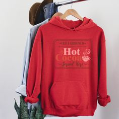 The Hot cocoa vintage hoodie is a great gift idea for those who love retro and holiday things! These hoodies are soft, light and warm, making them the perfect everyday staple. Green Ash, Cocoa Christmas, Vintage Hoodies, Christmas Hoodies, Red Hoodie, White Hoodie, Military Green, Knit Cuff, Hot Cocoa