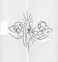 a drawing of two people holding each other in their arms, with one person touching the wall