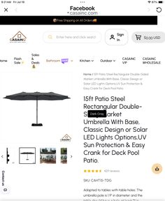 an image of a black umbrella on the web page with other items below it and below it