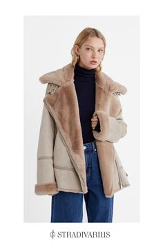 Faux shearling jacket with a lapel collar. Featuring soft-touch faux fur lining, sleeves with faux fur cuffs and metal zip fastening. Faux Shearling Jacket, Womens Biker Jacket, Leopard Print Baby, Shorts Co Ord, Aviator Jackets, Maxi Dress Trend, Petite Maternity, Shearling Jacket, Adidas Samba