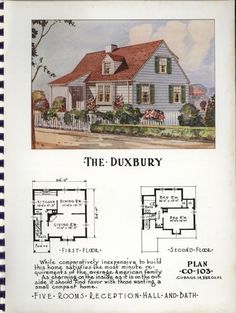 the duxbury house plan is shown in an old book