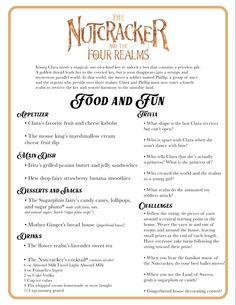 the nutcracker menu for food and fun