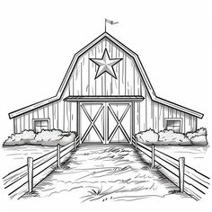 Engaging Barn Coloring Sheets for Various Groups Country Coloring Pages, Western Coloring Pages, Christmas Gift Drawing, Gingerbread House Template, House Quilt Patterns, Youth Groups