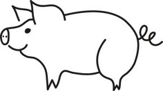 a black and white drawing of a pig