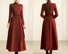 * A high-end manufacturing long wool coat, very cool. * With a same color belt, you can tie it what way you like, two side pockets. * Material: Outer-50% wool, 50% polyester; lining-100% polyester * Washing instructions: Dry Clean Only * Size: True to US size, US 0-US 20 are available, you can let us know your usual size and height in your order. * Shipping: Free shipping Processing time : 5-7 Business days Delivery time : 7-20 Business days Tracking number available If you need rush order or ex Wool Long Coat, Winter Coat Dress, Maxi Dress Winter, Coat Plus Size, Princess Coat, Long Coat Jacket