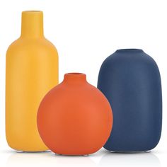 PRICES MAY VARY. 【Cute Vase】Flaunt these beautiful vases in your space, these neutral ceramic vases stand out on their own, or are the perfect addition to any decorative core. Each vase comes in different sizes and shapes. Unique and vibrant vase It is an indispensable member of modern home decoration 【Vases for Decor】Our lovely 3-piece vase set,There are 3 color combinations Yellow, orange and blue.They have different shapes of design that make the vase unique and attractive, Whether your home Small Vase Centerpiece, Entryway Bookshelf, Dining Table Boho, Ceramic Vase Centerpiece, Boho Vases, Orange Centerpieces, Woven Basket Wall Decor, Red Ceramic Vase, Cute Vase