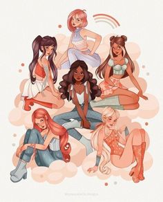 Winx Club Drawings, Winx Wallpapers Aesthetic, Winx Fanart, The Winx Club, ليلو وستيتش, Girls Together