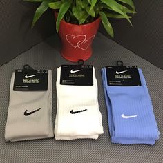 Nike Knee High Soccer Socks. Dri-Fit With Cushioning. Unisex. Brand New. 97% Nylon, 3% Spandex. Bundle Includes 3 Pairs. 1 Grey, 1 White, 1 Sky Blue Men��’s Shoe Size: 8-12 Women’s Shoe Size: 10-13 White Non-slip Socks For Stocking Stuffers, Non-slip White Socks For Stocking Stuffers, Nike Blue Sporty Socks, Nike Sporty Blue Socks, Sporty Blue Nike Socks, Nike Sports Socks In Cotton, Dri Fit Socks, Nike Compression, Socks Nike