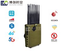 the cell phone signal jammer is green and has six antennas on top of it