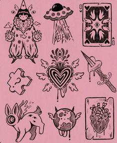 an old school tattoo design on pink paper