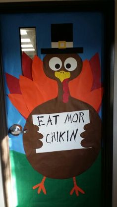 a door decorated to look like a turkey