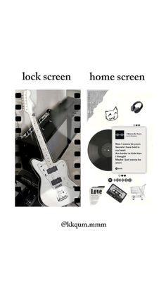 an advertisement for a home screen with a guitar