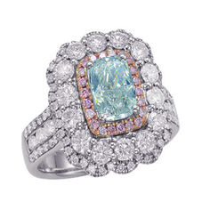 Real 3.34ct Natural Fancy Light Blue & Pink Diamonds Engagement Ring GIA 18K