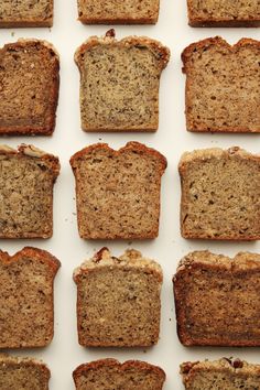 several slices of banana bread on a white surface