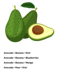 an avocado and banana with the words avocado + banana + kiwi