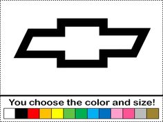 the chevrolet logo is shown in black and white, with color swats below it