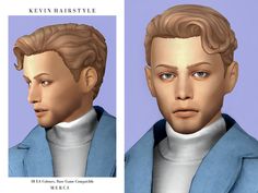 two different views of a man's face with hair in the middle and side