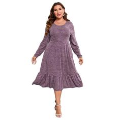 This knited midi dress for plus size women features an above ankle length, round neck, long sleeves, high waist, pleated ruffle hem, and a flowy and casual style. It comes in solid colors: black, wine red, blue, and khaki. Available in five sizes: X, 2X, 3X, 4X, and 5X. This sweater dress for plus size women is made of soft and skin-friendly material, providing a stretchy and comfortable feel when worn. This elegant winter dress is suitable for various occasions, including semi-formal events, we Sweater Dresses Plus Sizewith Boots Ankle Booties, Casual Non-stretch Sweater Dress For Spring, Casual Fall Dress, Fall V-neck Solid Color Sweater Dress, Sweater Dress Plus Size, Ruffled Sleeve Dress, Casual Non-stretch Long-sleeved Sweater Dress, Sheer Sweater, A-line Stretch Sweater Dress