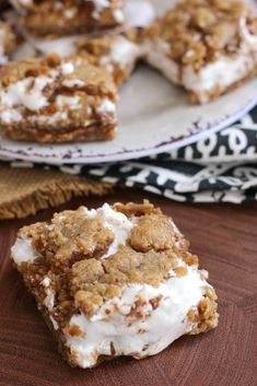 some desserts are sitting on a plate and ready to be eaten by someone else