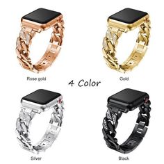 Best luxury premium Apple watch bands fashion, to match your iwatch face Series 5 4 3 2 1. Our adaptor connectors lugs, claps and buckles are made of durable stainless steel for long term use. This beautiful strap design are available in colors: Rose Gold, Silver, Black, Gold Adjustable to fit wrist sizes 38mm, 40mm, 42mm, 44mm, fits wrist up to 8.26" inches (21cm). Made of high quality durable fade resistant nickel free stainless steel metal. This stainless steel link does not fade, rust or dis