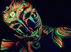 Fluro Makeup Neon Body Painting, Uv Face Paint, Neon Face Paint, Uv Photography, Uv Makeup, Uv Painting, Uv Paint, Glow Paint, Electric Forest