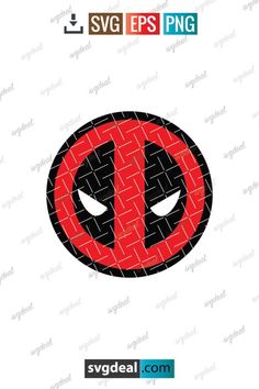 the deadpool logo is shown in red, black and white with an overlay effect