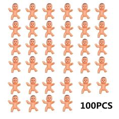 many small orange plastic dolls are shown in this image with the words, 100 pcs