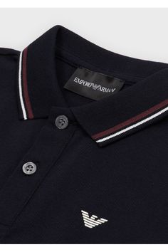 Emporio Armani - Long-sleeved, Stretch Piqué Polo Shirt, 96% Cotton 4% Elastane, Navy blue, Size: 4 Navy Tops With Striped Collared Neckline, Navy Top With Striped Collared Neckline, Navy Tops With Striped Collar, Collared Cotton Polo Sweater With Placket, Collared Cotton Polo Sweater, Cotton Collared Polo Sweater With Placket, Cotton Collared Polo Sweater, Navy Polo Top With Striped Collar, Classic Cotton Polo Sweater With Striped Collar