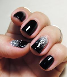 Nail Art Diy Easy, Ombre Nails Glitter, Nail Art For Beginners, Silver Nail, Black Nail Art, Ombre Hair Color, Nail Designs Glitter, Dipped Nails